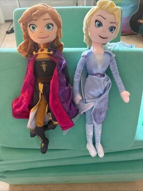 Disney Anna & Elsa Plush Doll Set - Purple, Pink & Light Blue